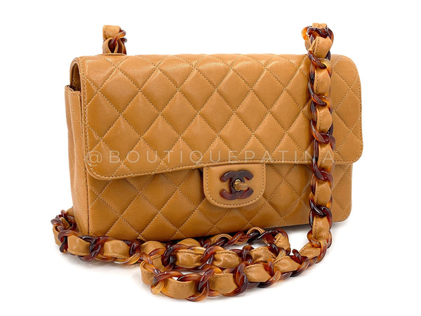 Chanel Vintage Tortoise Classic Flap Beige Caramel Lambskin 1996 Bag