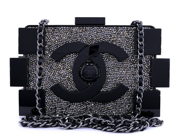 Chanel Lego Minaudière Strass Crystal Black Clutch Bag RHW 2013 Plexiglass