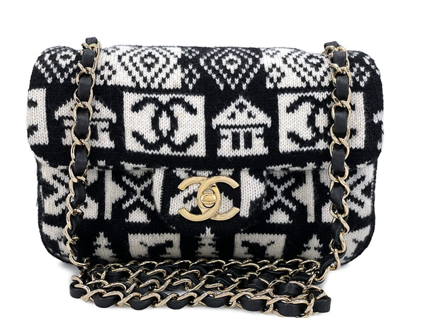 Chanel Coco Neige Rectangular Mini Flap Bag Cashmere Knit