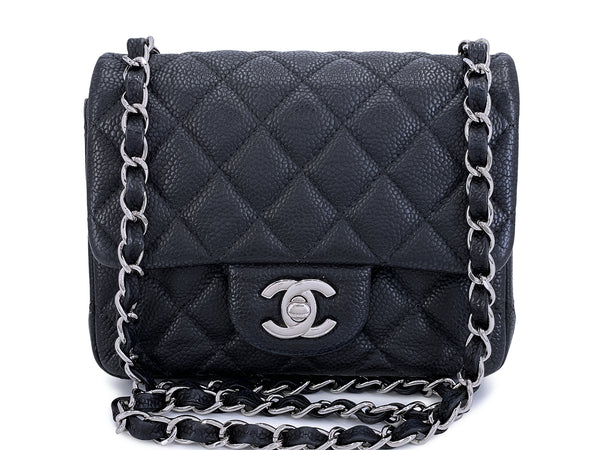 Chanel Black Caviar Mini Flap Bag Square Classic SHW