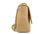 Chanel 2001 Vintage Beige Caviar Jumbo Classic Flap Bag 24k GHW Curved MQV