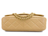 Chanel 2001 Vintage Beige Caviar Jumbo Classic Flap Bag 24k GHW Curved MQV