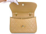 Chanel 2001 Vintage Beige Caviar Jumbo Classic Flap Bag 24k GHW Curved MQV