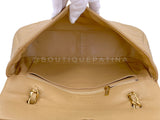 Chanel 2001 Vintage Beige Caviar Jumbo Classic Flap Bag 24k GHW Curved MQV
