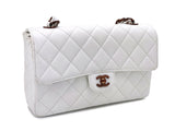 Chanel 1999 Vintage White Caviar Medium Classic Flap Bag "Wooden" HW SZZ