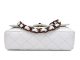 Chanel 1999 Vintage White Caviar Medium Classic Flap Bag "Wooden" HW SZZ