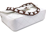 Chanel 1999 Vintage White Caviar Medium Classic Flap Bag "Wooden" HW SZZ