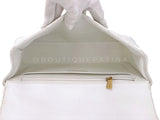 Chanel 1999 Vintage White Caviar Medium Classic Flap Bag "Wooden" HW SZZ