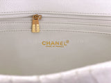 Chanel 1999 Vintage White Caviar Medium Classic Flap Bag "Wooden" HW SZZ