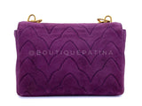 Chanel 1991 Vintage Purple Quilted Suede Jeweled Gripoix Flap Bag 24k GHW 58R