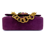 Chanel 1991 Vintage Purple Quilted Suede Jeweled Gripoix Flap Bag 24k GHW 58R
