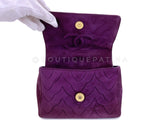 Chanel 1991 Vintage Purple Quilted Suede Jeweled Gripoix Flap Bag 24k GHW 58R