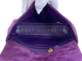 Chanel 1991 Vintage Purple Quilted Suede Jeweled Gripoix Flap Bag 24k GHW 58R