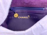 Chanel 1991 Vintage Purple Quilted Suede Jeweled Gripoix Flap Bag 24k GHW 58R