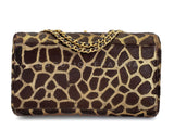 Chanel Vintage Brown Giraffe Pony Hair Flap Bag Medium Accordion GHW 2000 HGW