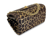Chanel Vintage Brown Giraffe Pony Hair Flap Bag Medium Accordion GHW 2000 HGW