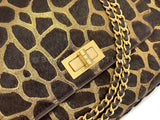 Chanel Vintage Brown Giraffe Pony Hair Flap Bag Medium Accordion GHW 2000 HGW
