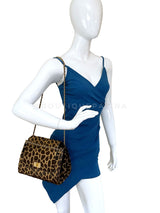 Chanel Vintage Brown Giraffe Pony Hair Flap Bag Medium Accordion GHW 2000 HGW