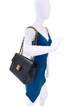 Chanel 1994 Vintage Black Maxi Classic Flap Bag 24k GHW FTD