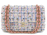 Chanel Pink Boucle Tweed Medium Classic Double Flap Bag 19C GHW HQ0