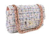 Chanel Pink Boucle Tweed Medium Classic Double Flap Bag 19C GHW HQ0