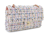 Chanel Pink Boucle Tweed Medium Classic Double Flap Bag 19C GHW HQ0