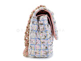 Chanel Pink Boucle Tweed Medium Classic Double Flap Bag 19C GHW HQ0