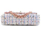 Chanel Pink Boucle Tweed Medium Classic Double Flap Bag 19C GHW HQ0