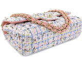 Chanel Pink Boucle Tweed Medium Classic Double Flap Bag 19C GHW HQ0