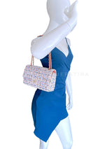 Chanel Pink Boucle Tweed Medium Classic Double Flap Bag 19C GHW HQ0