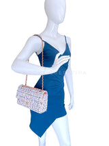 Chanel Pink Boucle Tweed Medium Classic Double Flap Bag 19C GHW HQ0