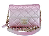 Chanel 22C Metallic Mermaid Ombre Pink Mini Wallet Flap Bag GHW ES7