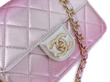 Chanel 22C Metallic Mermaid Ombre Pink Mini Wallet Flap Bag GHW ES7