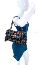 Rare Chanel Vintage Beaded Multicolor Tweed Fringe Reissue Flap Bag RHW 69C