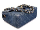 Chanel 1998 Vintage Blue Denim Square Mini Flap Bag 24k GHW 2H2