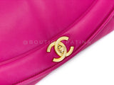 Chanel Fuchsia Pink Lambskin Puffy Large Clutch Flap Bag GHW V6V