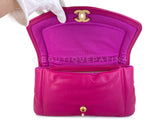 Chanel Fuchsia Pink Lambskin Puffy Large Clutch Flap Bag GHW V6V