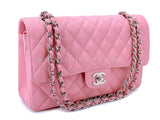Chanel 2004 Vintage Sakura Pink Caviar Medium Classic Double Flap Bag SHW 7ZW