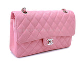 Chanel 2004 Vintage Sakura Pink Caviar Medium Classic Double Flap Bag SHW 7ZW