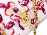 Rare Chanel 1996 Vintage Watercolor Floral Medium Classic Flap Bag 24k GHW 9U4
