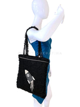 Chanel 2017 Rocket Tote Bag Black Tweed Boucle RHW PTI