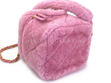 Chanel 2022 Pink Shearling Mini Vanity Bag with Mirror GHW 16Z