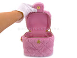 Chanel 2022 Pink Shearling Mini Vanity Bag with Mirror GHW 16Z