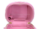 Chanel 2022 Pink Shearling Mini Vanity Bag with Mirror GHW 16Z