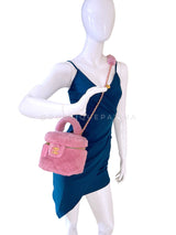 Chanel 2022 Pink Shearling Mini Vanity Bag with Mirror GHW 16Z