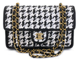 Chanel 23C Woven Houndstooth Black White Flap Bag GHW BD9