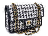 Chanel 23C Woven Houndstooth Black White Flap Bag GHW BD9