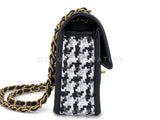 Chanel 23C Woven Houndstooth Black White Flap Bag GHW BD9