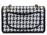 Chanel 23C Woven Houndstooth Black White Flap Bag GHW BD9