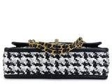 Chanel 23C Woven Houndstooth Black White Flap Bag GHW BD9